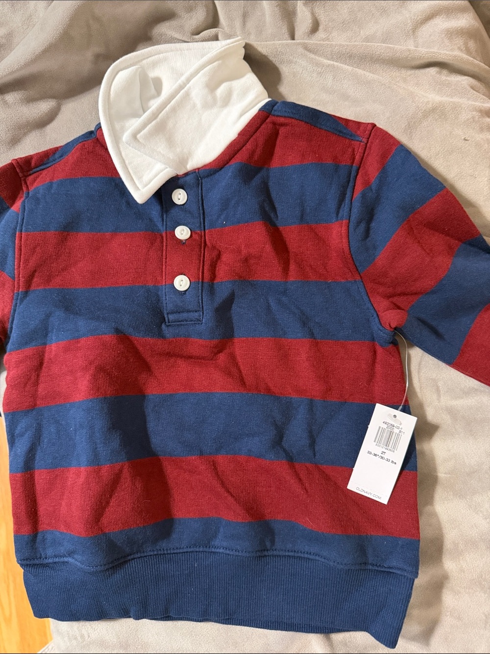 Old Navy Red & Navy Striped Polo Hoodie